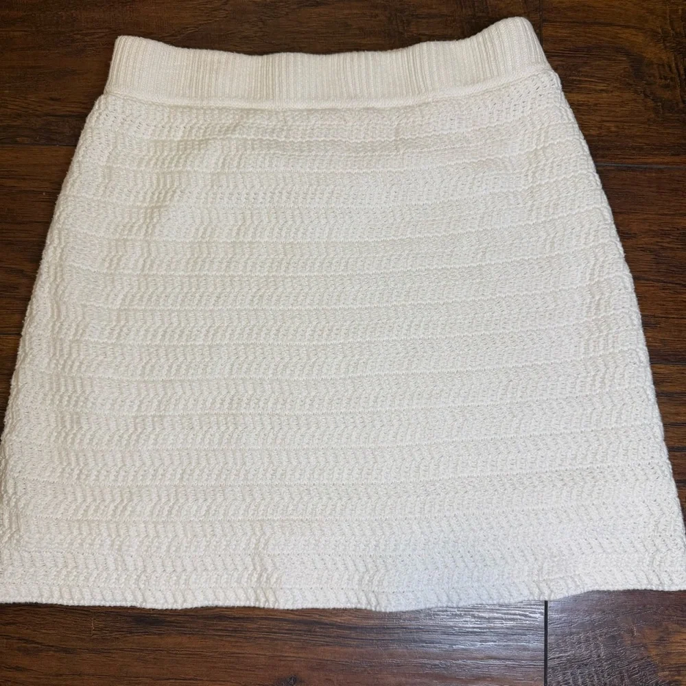 House of Harlow 1960 Ivory Crochet Cable Knit Lined Short A-Line Skirt Pull On M